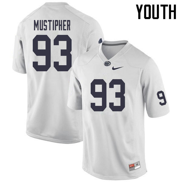 NCAA Nike Youth Penn State Nittany Lions PJ Mustipher #93 College Football Authentic White Stitched Jersey FJI4498JQ